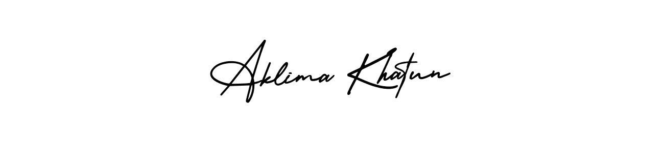 This is the best signature style for the Aklima Khatun name. Also you like these signature font (AmerikaSignatureDemo-Regular). Mix name signature. Aklima Khatun signature style 3 images and pictures png