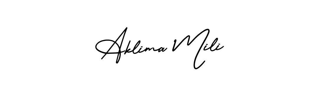 if you are searching for the best signature style for your name Aklima Mili. so please give up your signature search. here we have designed multiple signature styles  using AmerikaSignatureDemo-Regular. Aklima Mili signature style 3 images and pictures png