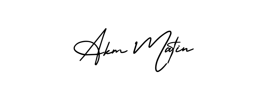 Akm Matin stylish signature style. Best Handwritten Sign (AmerikaSignatureDemo-Regular) for my name. Handwritten Signature Collection Ideas for my name Akm Matin. Akm Matin signature style 3 images and pictures png