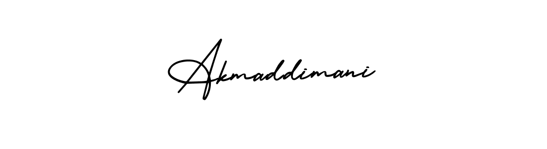 How to make Akmaddimani name signature. Use AmerikaSignatureDemo-Regular style for creating short signs online. This is the latest handwritten sign. Akmaddimani signature style 3 images and pictures png