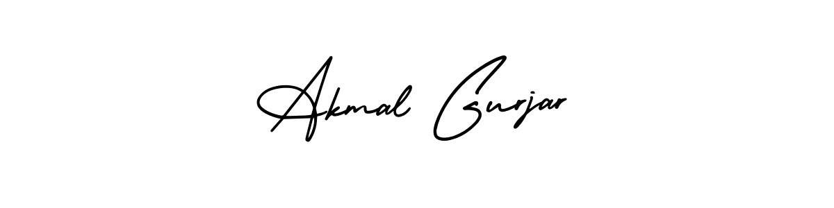 You should practise on your own different ways (AmerikaSignatureDemo-Regular) to write your name (Akmal Gurjar) in signature. don't let someone else do it for you. Akmal Gurjar signature style 3 images and pictures png