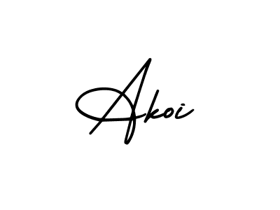 This is the best signature style for the Akoi name. Also you like these signature font (AmerikaSignatureDemo-Regular). Mix name signature. Akoi signature style 3 images and pictures png