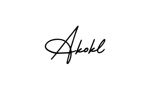 How to make Akokl name signature. Use AmerikaSignatureDemo-Regular style for creating short signs online. This is the latest handwritten sign. Akokl signature style 3 images and pictures png