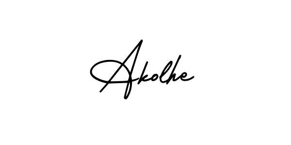 How to make Akolhe name signature. Use AmerikaSignatureDemo-Regular style for creating short signs online. This is the latest handwritten sign. Akolhe signature style 3 images and pictures png