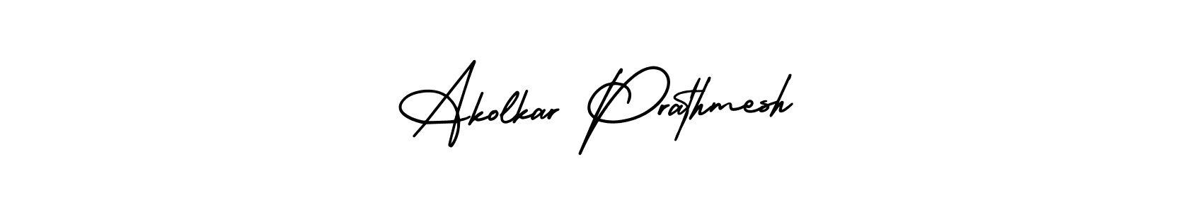 You should practise on your own different ways (AmerikaSignatureDemo-Regular) to write your name (Akolkar Prathmesh) in signature. don't let someone else do it for you. Akolkar Prathmesh signature style 3 images and pictures png