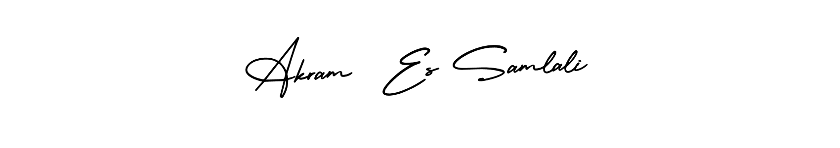 You should practise on your own different ways (AmerikaSignatureDemo-Regular) to write your name (Akram  Es Samlali) in signature. don't let someone else do it for you. Akram  Es Samlali signature style 3 images and pictures png