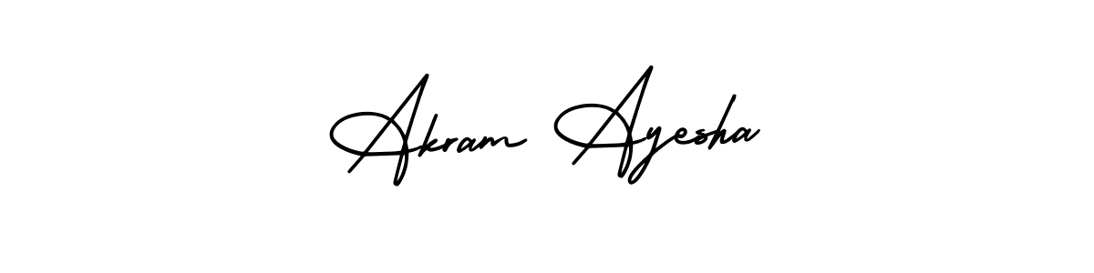 The best way (AmerikaSignatureDemo-Regular) to make a short signature is to pick only two or three words in your name. The name Akram Ayesha include a total of six letters. For converting this name. Akram Ayesha signature style 3 images and pictures png