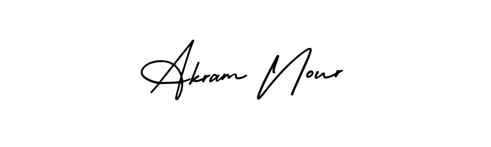Akram Nour stylish signature style. Best Handwritten Sign (AmerikaSignatureDemo-Regular) for my name. Handwritten Signature Collection Ideas for my name Akram Nour. Akram Nour signature style 3 images and pictures png