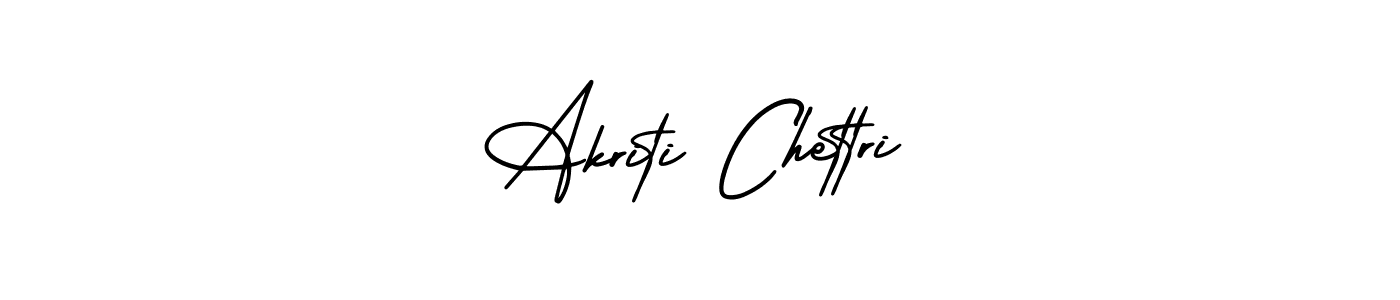 You should practise on your own different ways (AmerikaSignatureDemo-Regular) to write your name (Akriti Chettri) in signature. don't let someone else do it for you. Akriti Chettri signature style 3 images and pictures png