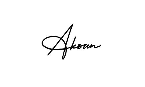 How to make Aksan name signature. Use AmerikaSignatureDemo-Regular style for creating short signs online. This is the latest handwritten sign. Aksan signature style 3 images and pictures png