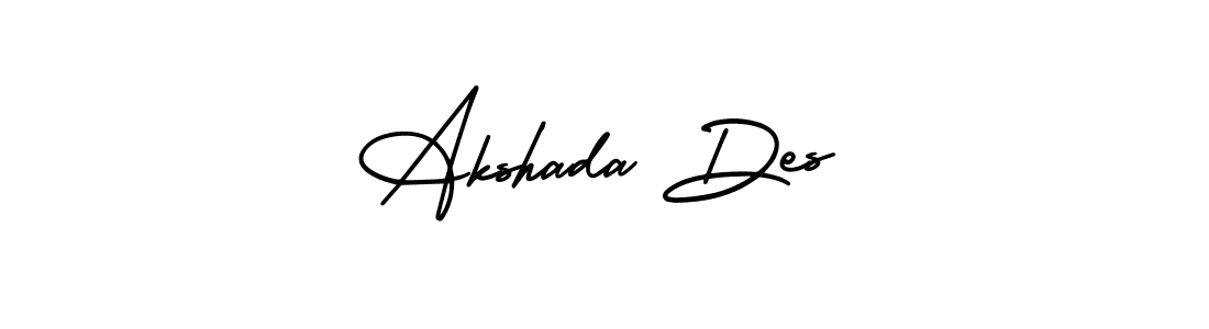 How to make Akshada Des name signature. Use AmerikaSignatureDemo-Regular style for creating short signs online. This is the latest handwritten sign. Akshada Des signature style 3 images and pictures png