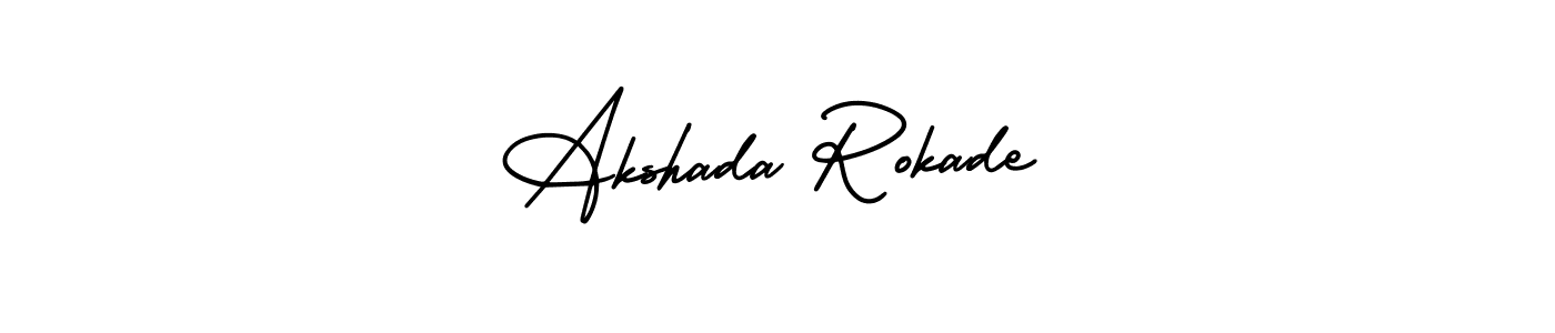 You should practise on your own different ways (AmerikaSignatureDemo-Regular) to write your name (Akshada Rokade) in signature. don't let someone else do it for you. Akshada Rokade signature style 3 images and pictures png