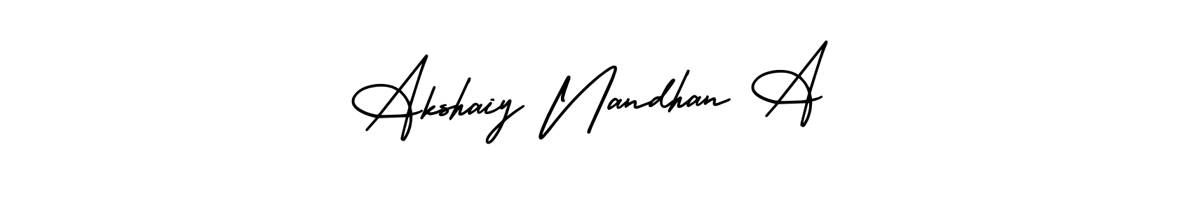 if you are searching for the best signature style for your name Akshaiy Nandhan A. so please give up your signature search. here we have designed multiple signature styles  using AmerikaSignatureDemo-Regular. Akshaiy Nandhan A signature style 3 images and pictures png