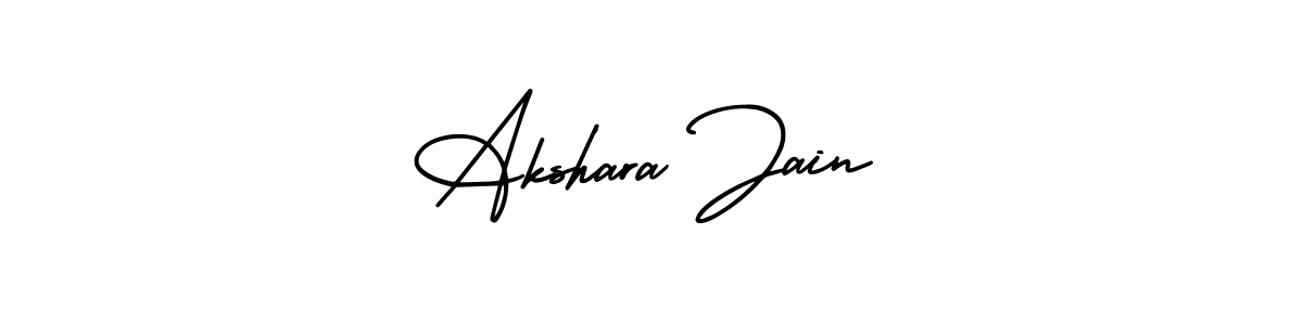 You should practise on your own different ways (AmerikaSignatureDemo-Regular) to write your name (Akshara Jain) in signature. don't let someone else do it for you. Akshara Jain signature style 3 images and pictures png