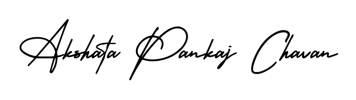 The AmerikaSignatureDemo-Regular handwriting style adds charm and authenticity to name Akshata Pankaj Chavan. A wonderful choice for personal thank-you notes. Akshata Pankaj Chavan signature style 3 images and pictures png