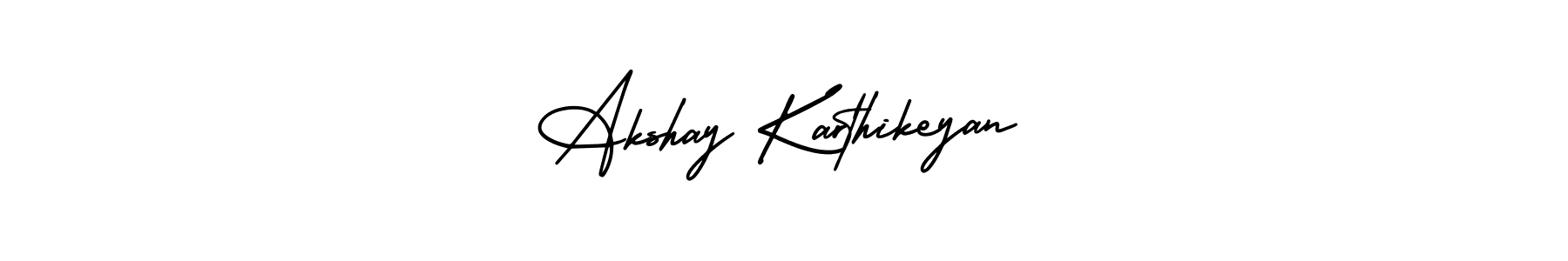 This is the best signature style for the Akshay Karthikeyan name. Also you like these signature font (AmerikaSignatureDemo-Regular). Mix name signature. Akshay Karthikeyan signature style 3 images and pictures png