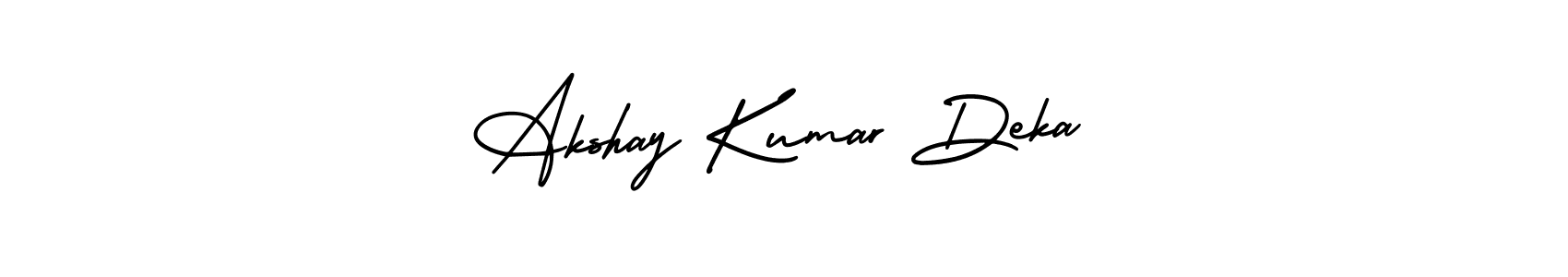 You should practise on your own different ways (AmerikaSignatureDemo-Regular) to write your name (Akshay Kumar Deka) in signature. don't let someone else do it for you. Akshay Kumar Deka signature style 3 images and pictures png