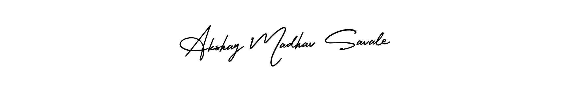 The best way (AmerikaSignatureDemo-Regular) to make a short signature is to pick only two or three words in your name. The name Akshay Madhav Savale include a total of six letters. For converting this name. Akshay Madhav Savale signature style 3 images and pictures png