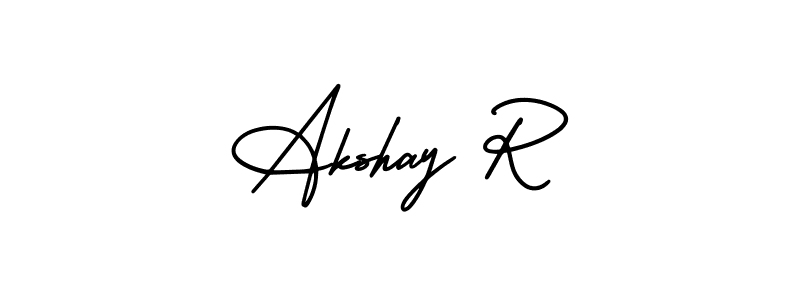 You should practise on your own different ways (AmerikaSignatureDemo-Regular) to write your name (Akshay R) in signature. don't let someone else do it for you. Akshay R signature style 3 images and pictures png
