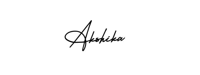 You should practise on your own different ways (AmerikaSignatureDemo-Regular) to write your name (Akshika ) in signature. don't let someone else do it for you. Akshika  signature style 3 images and pictures png