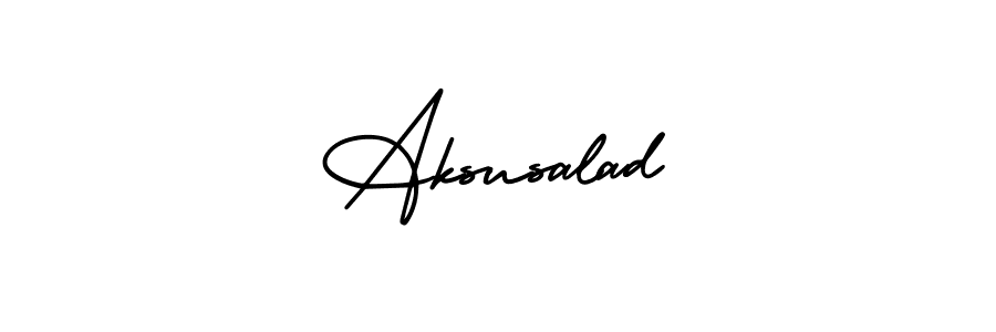The best way (AmerikaSignatureDemo-Regular) to make a short signature is to pick only two or three words in your name. The name Aksusalad include a total of six letters. For converting this name. Aksusalad signature style 3 images and pictures png