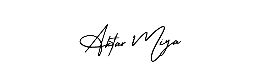 The best way (AmerikaSignatureDemo-Regular) to make a short signature is to pick only two or three words in your name. The name Aktar Miya include a total of six letters. For converting this name. Aktar Miya signature style 3 images and pictures png