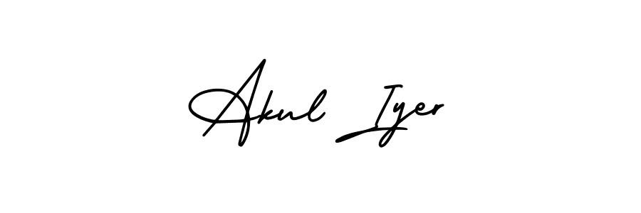 You should practise on your own different ways (AmerikaSignatureDemo-Regular) to write your name (Akul Iyer) in signature. don't let someone else do it for you. Akul Iyer signature style 3 images and pictures png