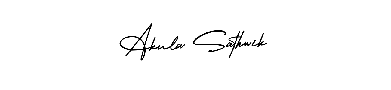 How to make Akula Sathwik name signature. Use AmerikaSignatureDemo-Regular style for creating short signs online. This is the latest handwritten sign. Akula Sathwik signature style 3 images and pictures png