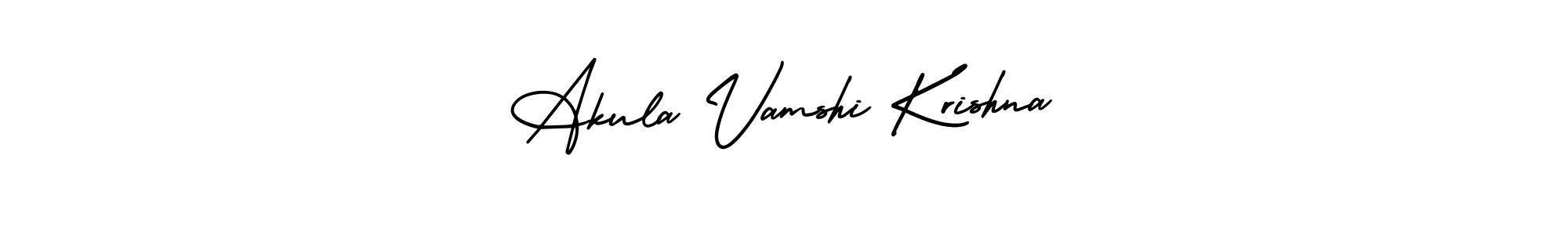You should practise on your own different ways (AmerikaSignatureDemo-Regular) to write your name (Akula Vamshi Krishna) in signature. don't let someone else do it for you. Akula Vamshi Krishna signature style 3 images and pictures png