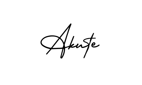 How to make Akute name signature. Use AmerikaSignatureDemo-Regular style for creating short signs online. This is the latest handwritten sign. Akute signature style 3 images and pictures png