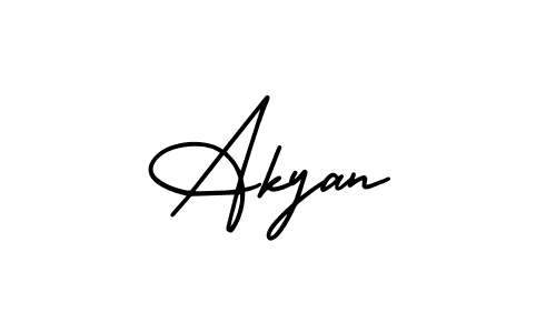 You should practise on your own different ways (AmerikaSignatureDemo-Regular) to write your name (Akyan) in signature. don't let someone else do it for you. Akyan signature style 3 images and pictures png