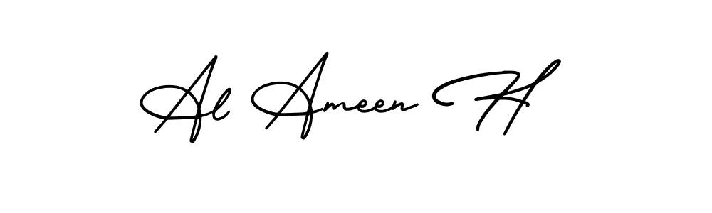 You can use this online signature creator to create a handwritten signature for the name Al Ameen H. This is the best online autograph maker. Al Ameen H signature style 3 images and pictures png