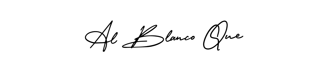 How to make Al Blanco Que name signature. Use AmerikaSignatureDemo-Regular style for creating short signs online. This is the latest handwritten sign. Al Blanco Que signature style 3 images and pictures png