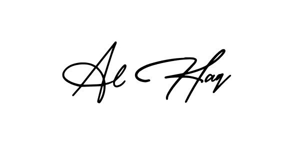 How to make Al Haq name signature. Use AmerikaSignatureDemo-Regular style for creating short signs online. This is the latest handwritten sign. Al Haq signature style 3 images and pictures png