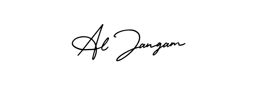 You should practise on your own different ways (AmerikaSignatureDemo-Regular) to write your name (Al Jangam) in signature. don't let someone else do it for you. Al Jangam signature style 3 images and pictures png