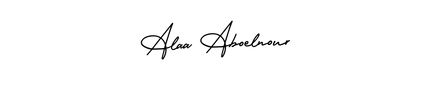 You should practise on your own different ways (AmerikaSignatureDemo-Regular) to write your name (Alaa Aboelnour ) in signature. don't let someone else do it for you. Alaa Aboelnour  signature style 3 images and pictures png