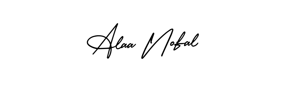 This is the best signature style for the Alaa Nofal name. Also you like these signature font (AmerikaSignatureDemo-Regular). Mix name signature. Alaa Nofal signature style 3 images and pictures png