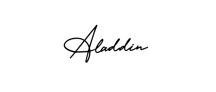 How to make Aladdin name signature. Use AmerikaSignatureDemo-Regular style for creating short signs online. This is the latest handwritten sign. Aladdin signature style 3 images and pictures png