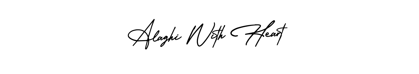 if you are searching for the best signature style for your name Alaghi With Heart. so please give up your signature search. here we have designed multiple signature styles  using AmerikaSignatureDemo-Regular. Alaghi With Heart signature style 3 images and pictures png
