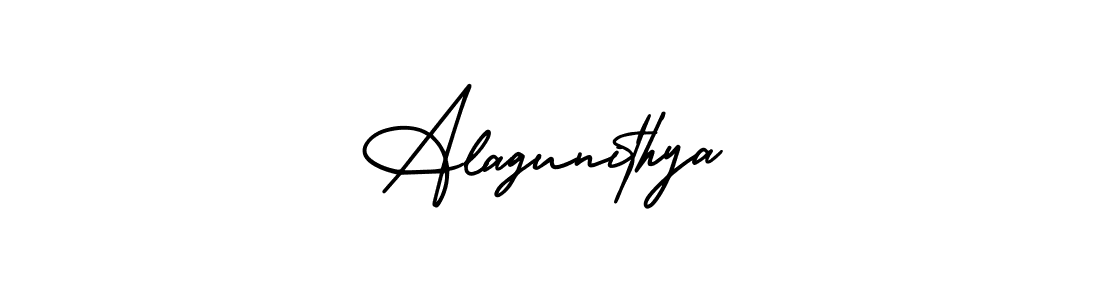 Use a signature maker to create a handwritten signature online. With this signature software, you can design (AmerikaSignatureDemo-Regular) your own signature for name Alagunithya. Alagunithya signature style 3 images and pictures png