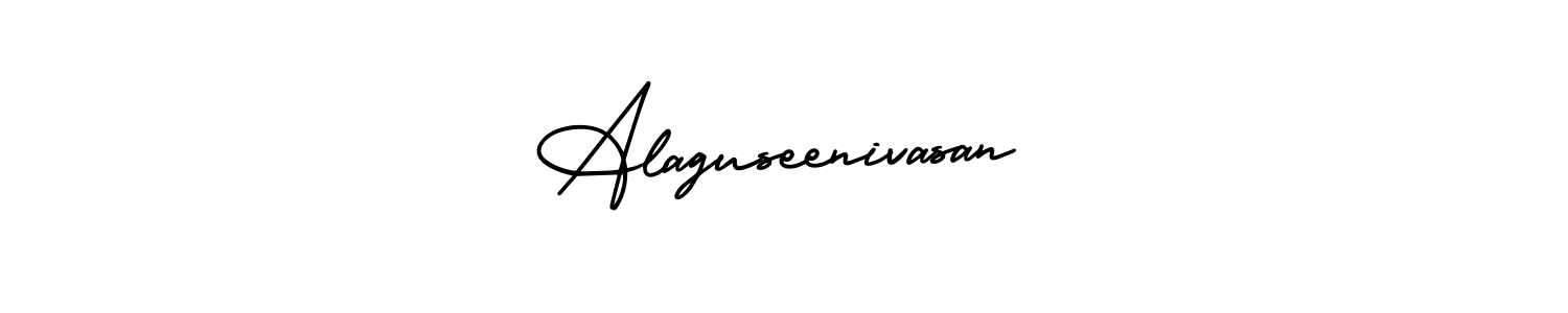 This is the best signature style for the Alaguseenivasan name. Also you like these signature font (AmerikaSignatureDemo-Regular). Mix name signature. Alaguseenivasan signature style 3 images and pictures png