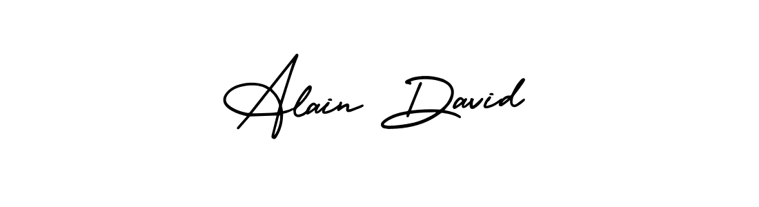 How to make Alain David name signature. Use AmerikaSignatureDemo-Regular style for creating short signs online. This is the latest handwritten sign. Alain David signature style 3 images and pictures png