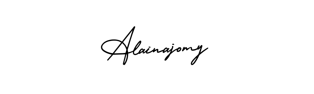 AmerikaSignatureDemo-Regular is a professional signature style that is perfect for those who want to add a touch of class to their signature. It is also a great choice for those who want to make their signature more unique. Get Alainajomy name to fancy signature for free. Alainajomy signature style 3 images and pictures png