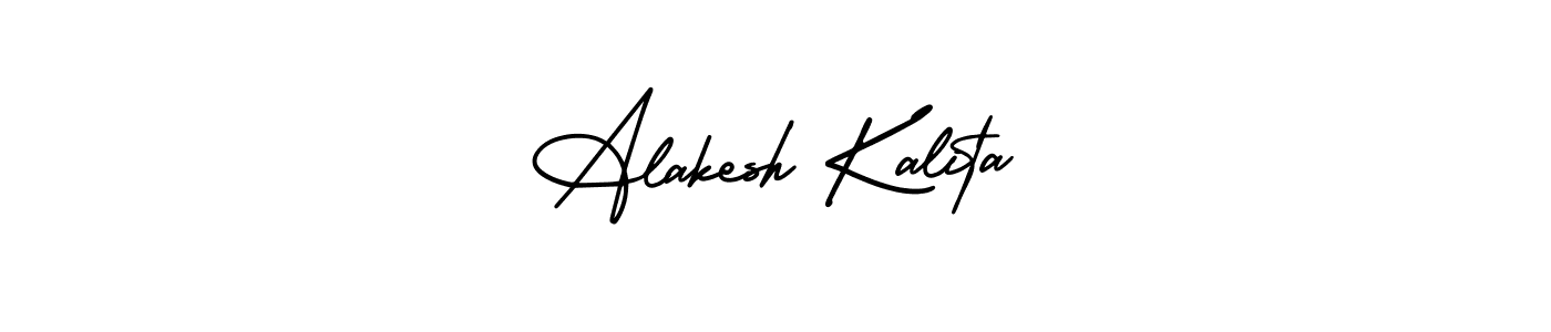 The best way (AmerikaSignatureDemo-Regular) to make a short signature is to pick only two or three words in your name. The name Alakesh Kalita include a total of six letters. For converting this name. Alakesh Kalita signature style 3 images and pictures png