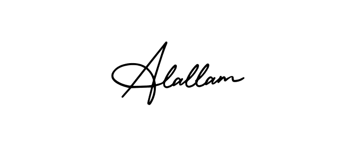 You should practise on your own different ways (AmerikaSignatureDemo-Regular) to write your name (Alallam) in signature. don't let someone else do it for you. Alallam signature style 3 images and pictures png
