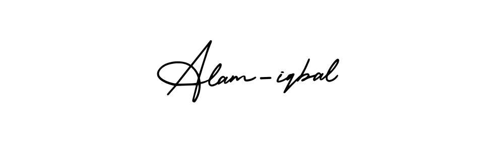 The best way (AmerikaSignatureDemo-Regular) to make a short signature is to pick only two or three words in your name. The name Alam-iqbal include a total of six letters. For converting this name. Alam-iqbal signature style 3 images and pictures png