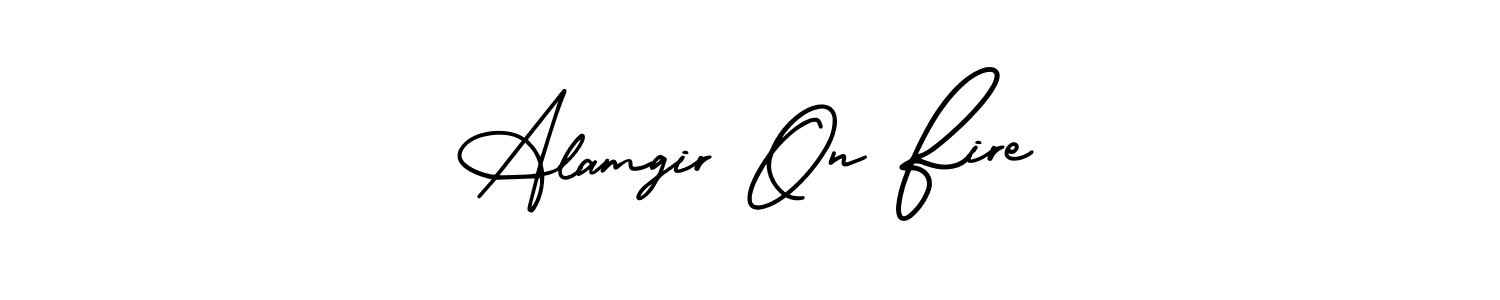You should practise on your own different ways (AmerikaSignatureDemo-Regular) to write your name (Alamgir On Fire) in signature. don't let someone else do it for you. Alamgir On Fire signature style 3 images and pictures png
