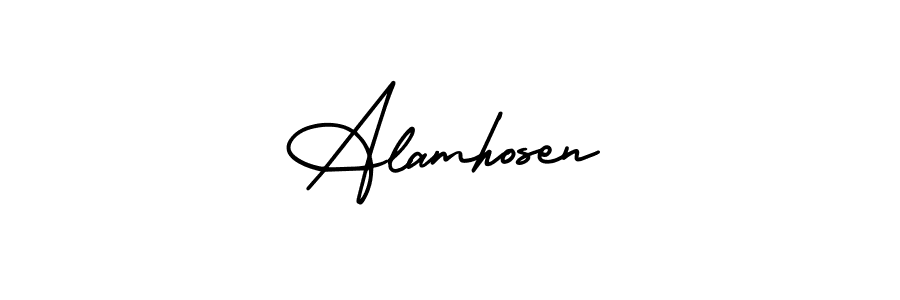 Design your own signature with our free online signature maker. With this signature software, you can create a handwritten (AmerikaSignatureDemo-Regular) signature for name Alamhosen. Alamhosen signature style 3 images and pictures png