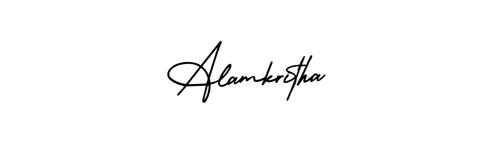 You should practise on your own different ways (AmerikaSignatureDemo-Regular) to write your name (Alamkritha) in signature. don't let someone else do it for you. Alamkritha signature style 3 images and pictures png