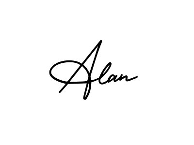 How to make Alan name signature. Use AmerikaSignatureDemo-Regular style for creating short signs online. This is the latest handwritten sign. Alan signature style 3 images and pictures png